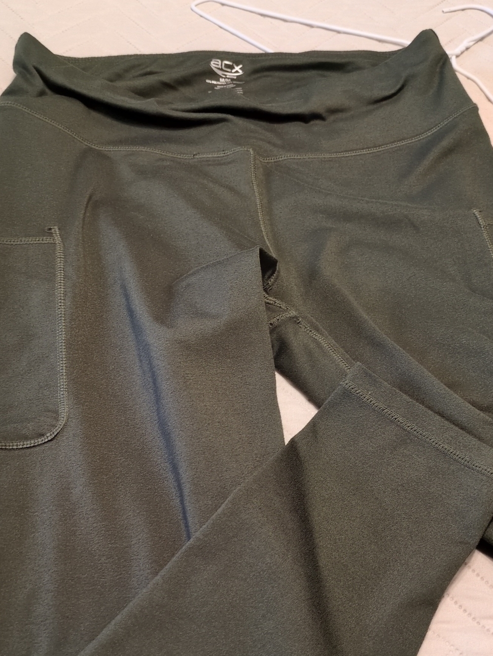 ACX Dark Olive Green Active Leggings with Side Pockets